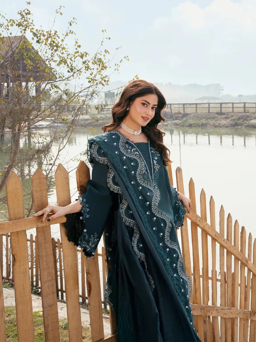 IZEL - 3PC LAWN EMBROIDERED SHIRT WITH KHADDI NET EMBROIDERED DUPATTA AND TROUSER - AD-89 - Rang Nazara