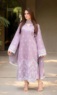 3PC EMBROIDERED LAWN SUIT - SR-765 - Rang Nazara