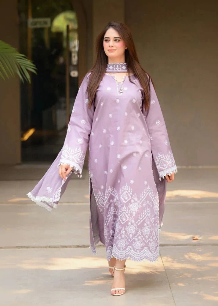 3PC EMBROIDERED LAWN SUIT - SR-765 - Rang Nazara