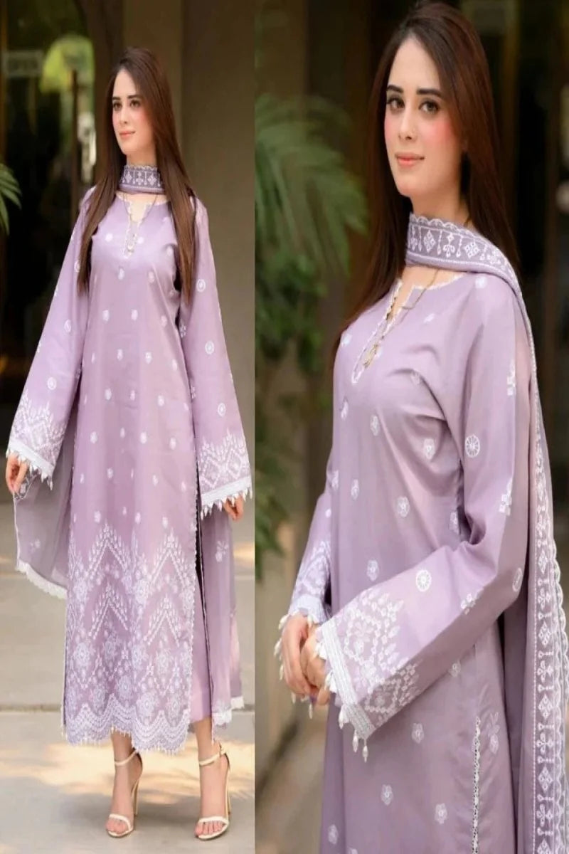 3PC EMBROIDERED LAWN SUIT - SR-765