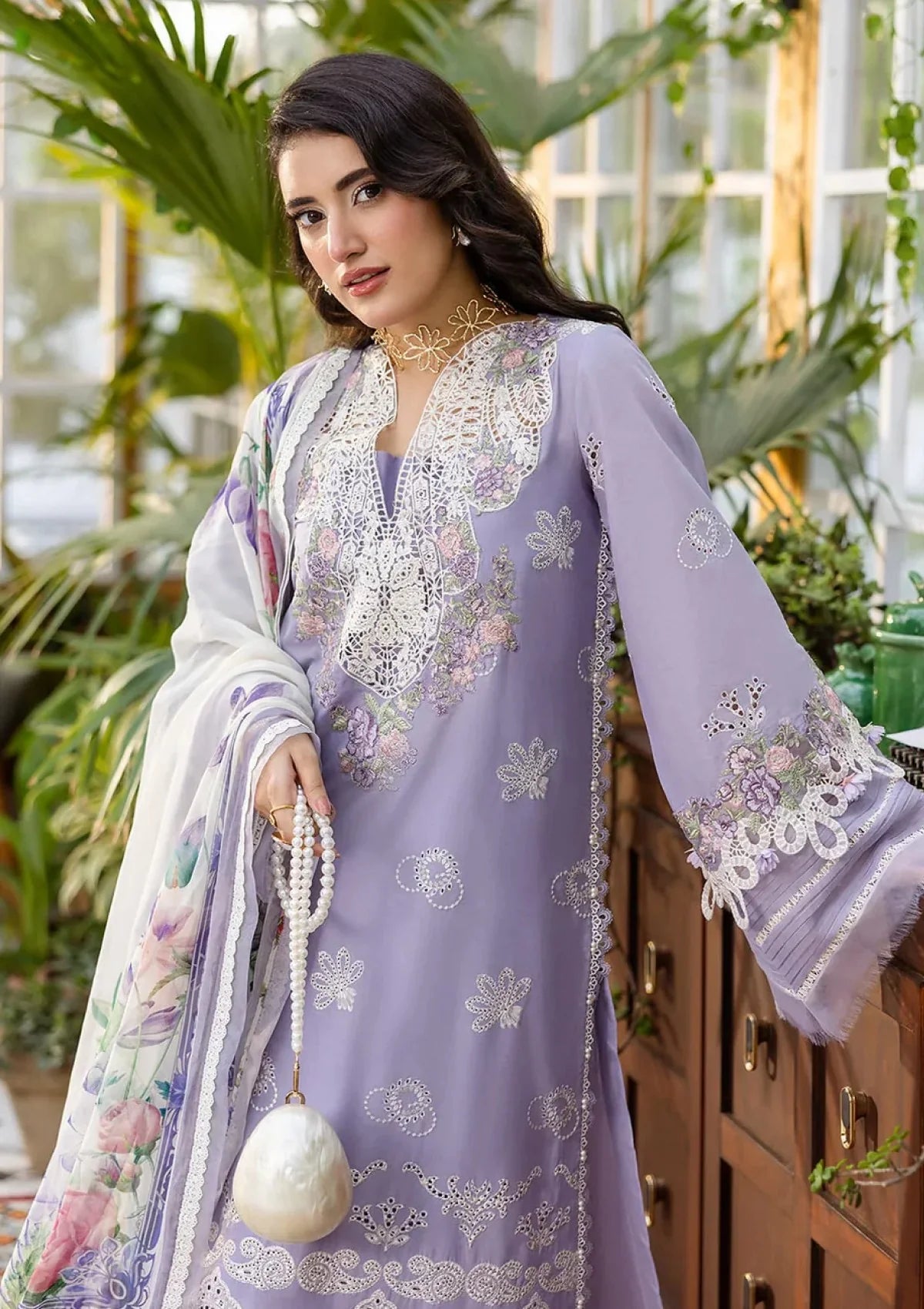 Lawn - Elaf Premium - E.Craft - Chikankari - EEC-5A LAVENDER LOVE My-1101