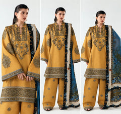 Dhanak Unstitched Embroidered 3PC Suit with Pashmina Shawl