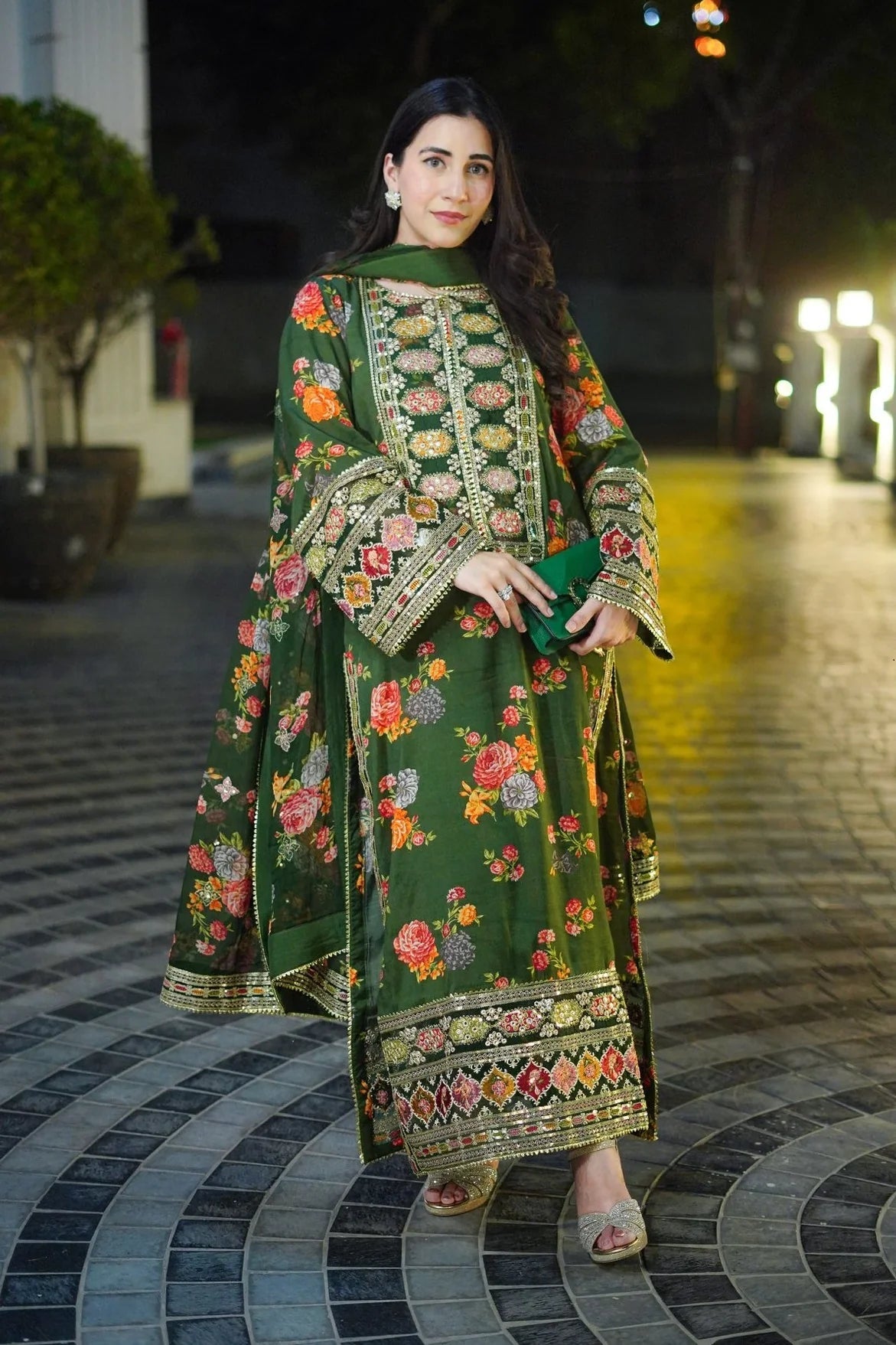 Digital Print Shamos Silk 3PC Suit