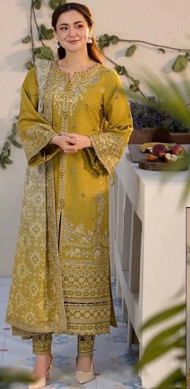Dhanak Sequence Embroidered 3PC Suit with Printed Dupatta