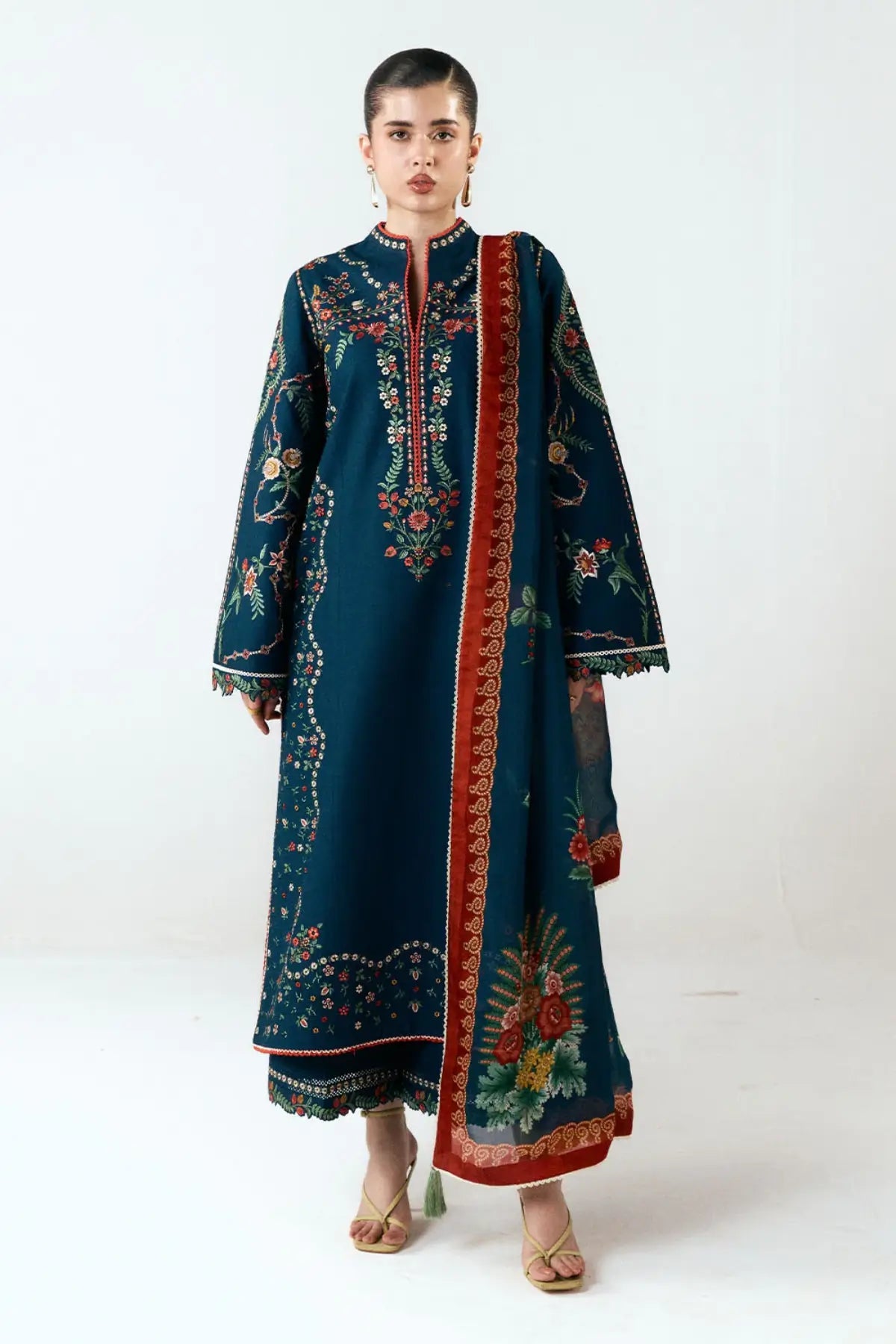 Dhanak Embroidered 3PC Suit
