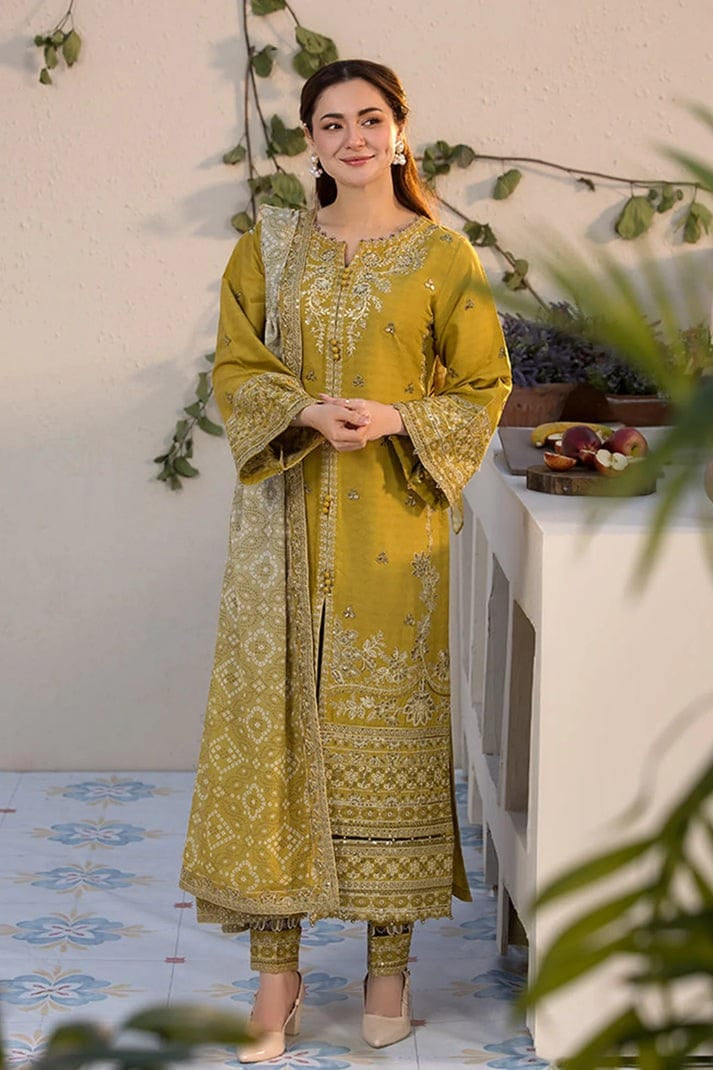 Dhanak Sequence Embroidered 3PC Suit with Printed Dupatta