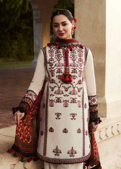 Dhanak Unstitched Embroidered 3PC Suit with Printed Shawl