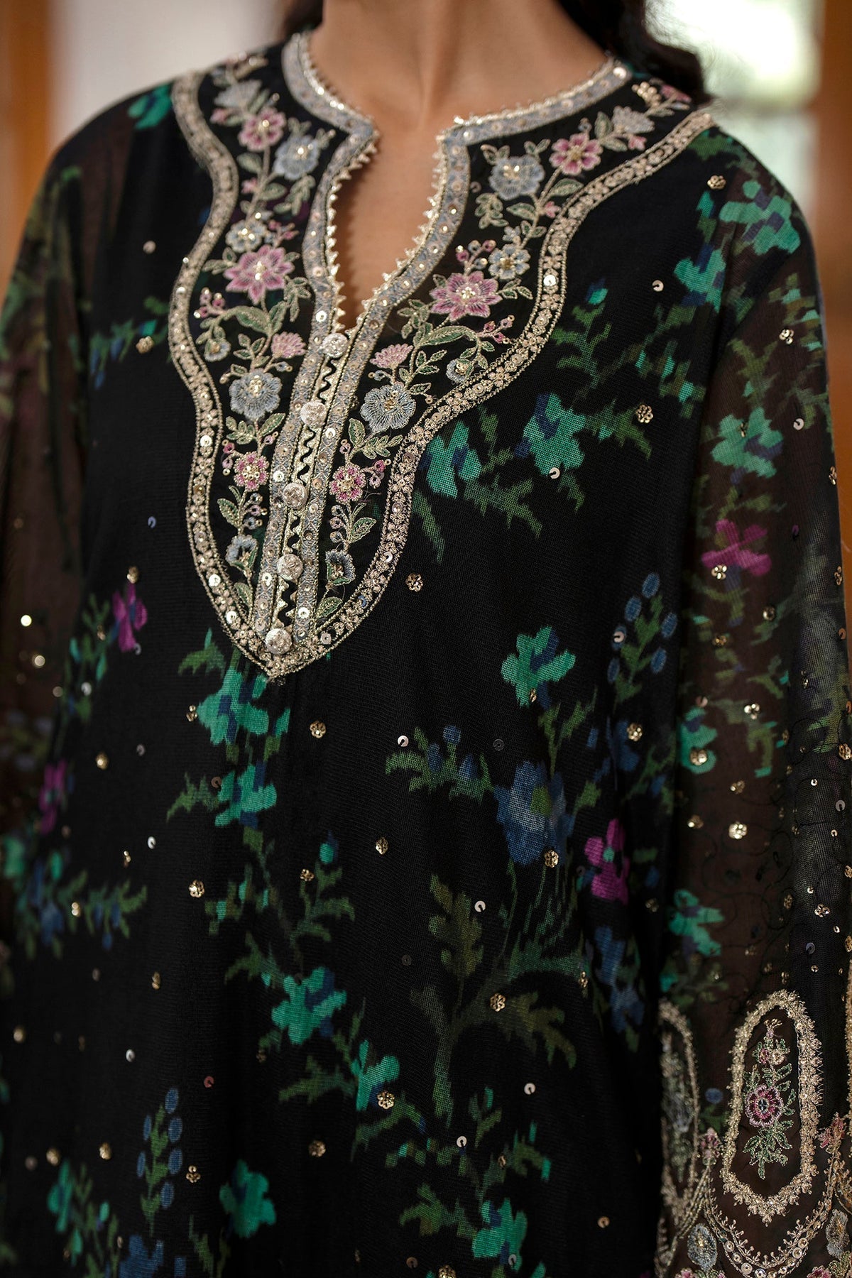 Digital Printed Shamos Silk Embroidered 3PC Suit