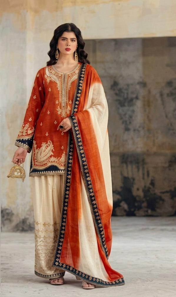 Silk Embroidered 3PC Suit
