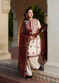Dhanak Unstitched Embroidered 3PC Suit with Printed Shawl