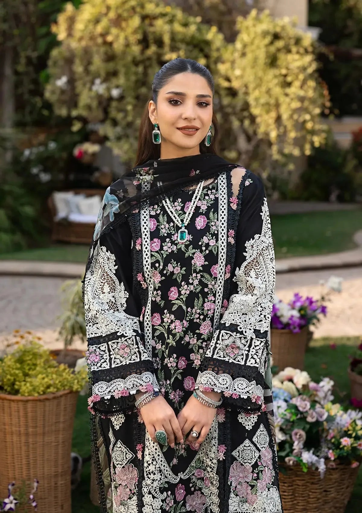 Dhanak Unstitched Embroidered 3PC Suit with Pashmina Shawl