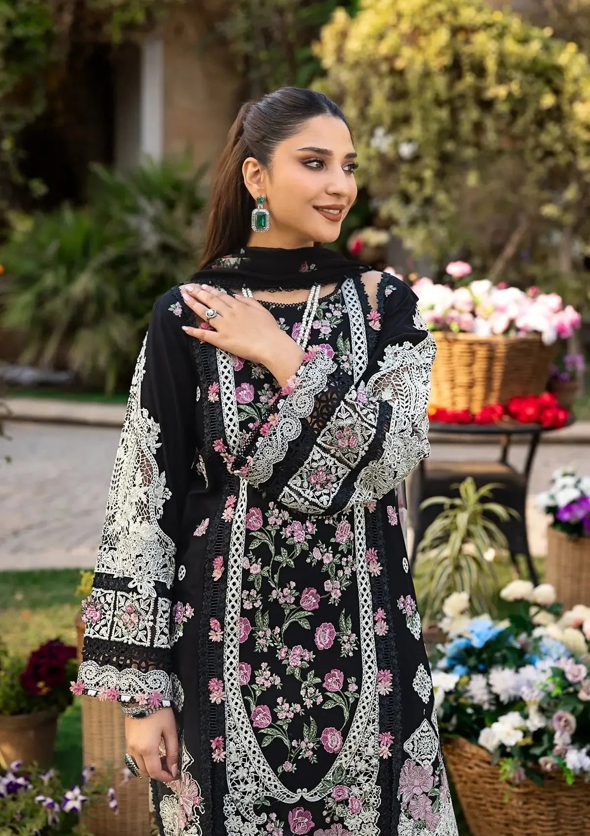 Dhanak Unstitched Embroidered 3PC Suit with Pashmina Shawl