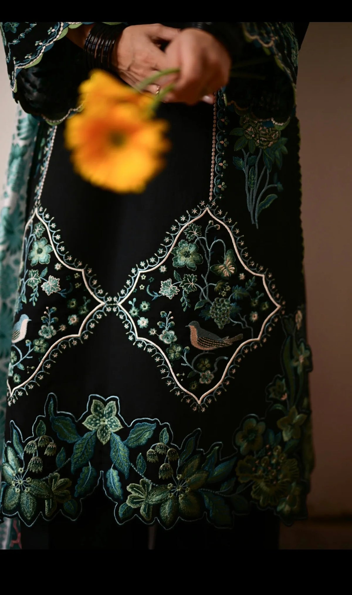 Dhanak Unstitched Embroidered 3PC Suit with Pashmina Shawl