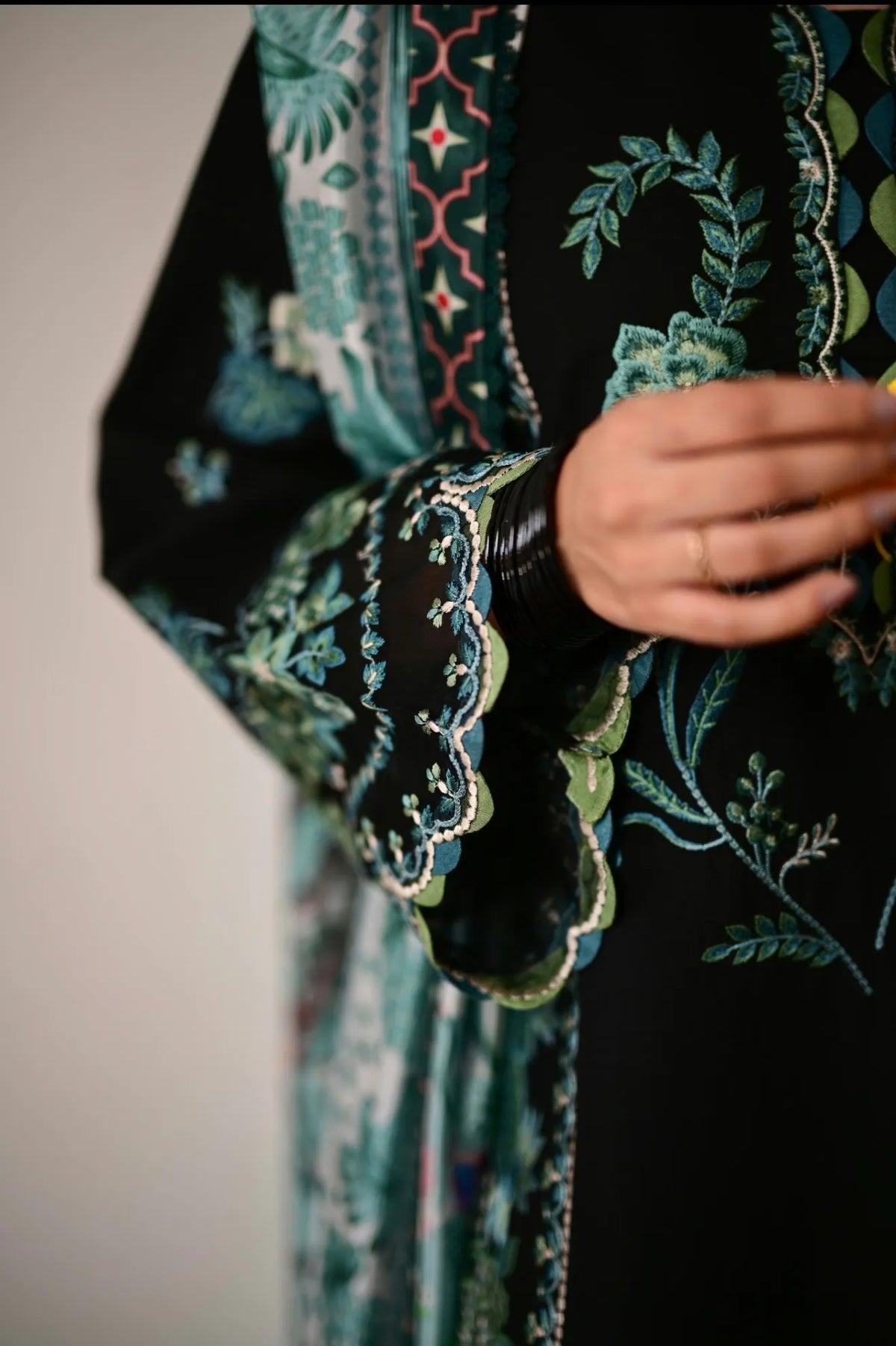 Dhanak Unstitched Embroidered 3PC Suit with Pashmina Shawl