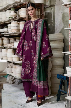 Dhanak Unstitched Embroidered 3PC Suit with Pashmina Shawl