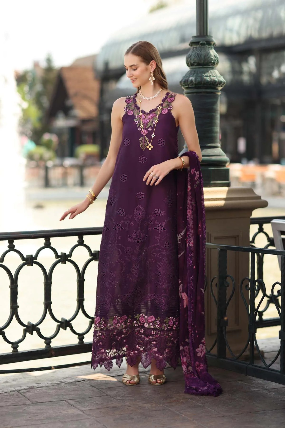 Dhanak Unstitched Embroidered 3PC Suit with Pashmina Shawl