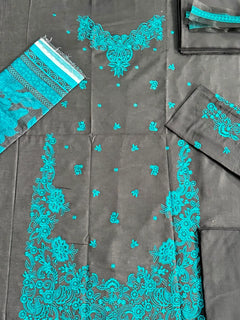 Dhanak Unstitched Embroidered 3PC Suit with Pashmina Shawl