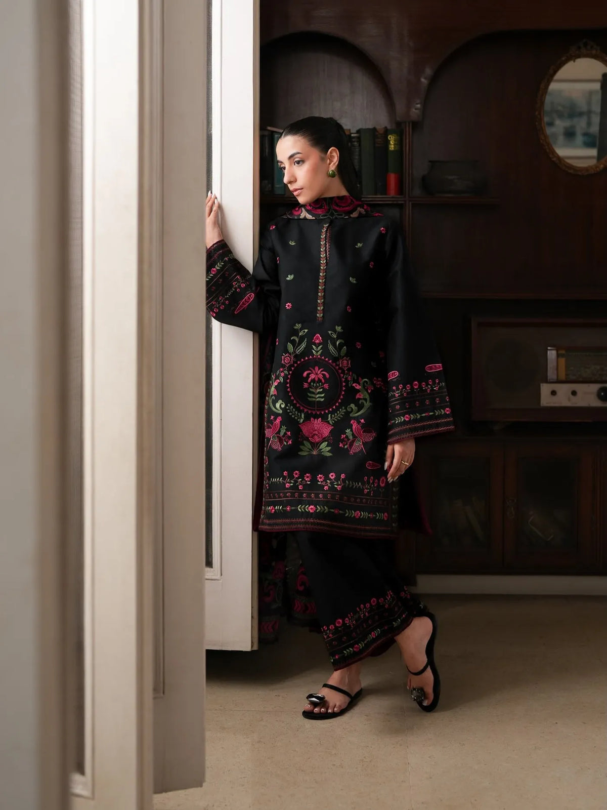 Dhanak Unstitched Embroidered 3PC Suit with Pashmina Shawl