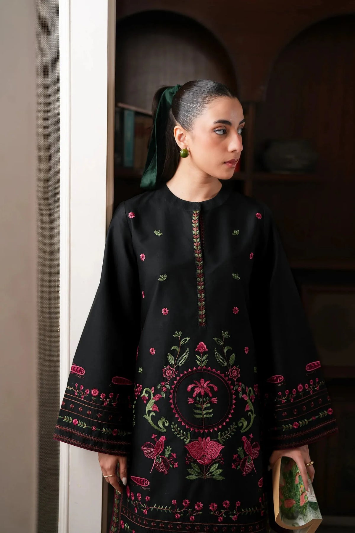 Dhanak Unstitched Embroidered 3PC Suit with Pashmina Shawl