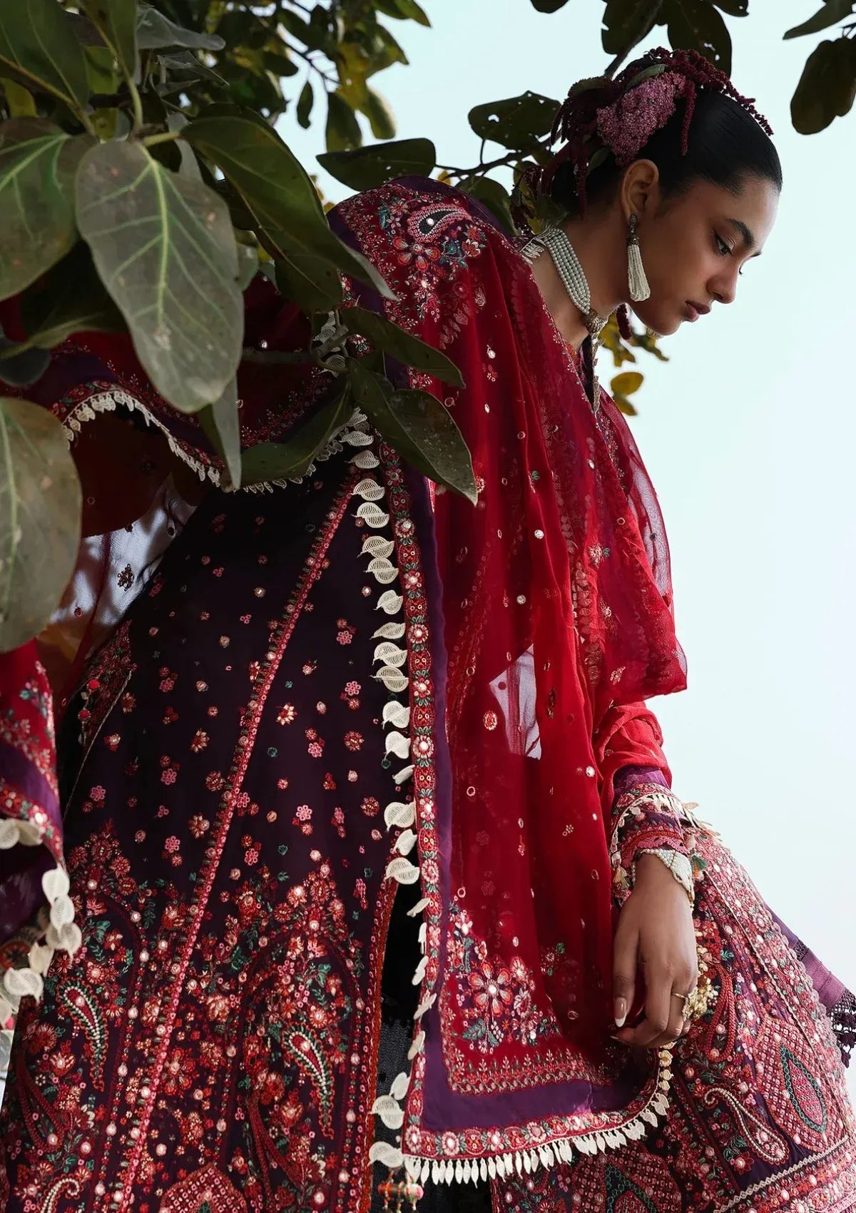 Dhanak Unstitched Embroidered 3PC Suit with Pashmina Shawl