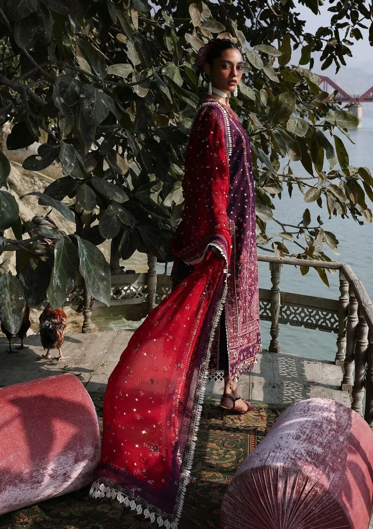 Dhanak Unstitched Embroidered 3PC Suit with Pashmina Shawl