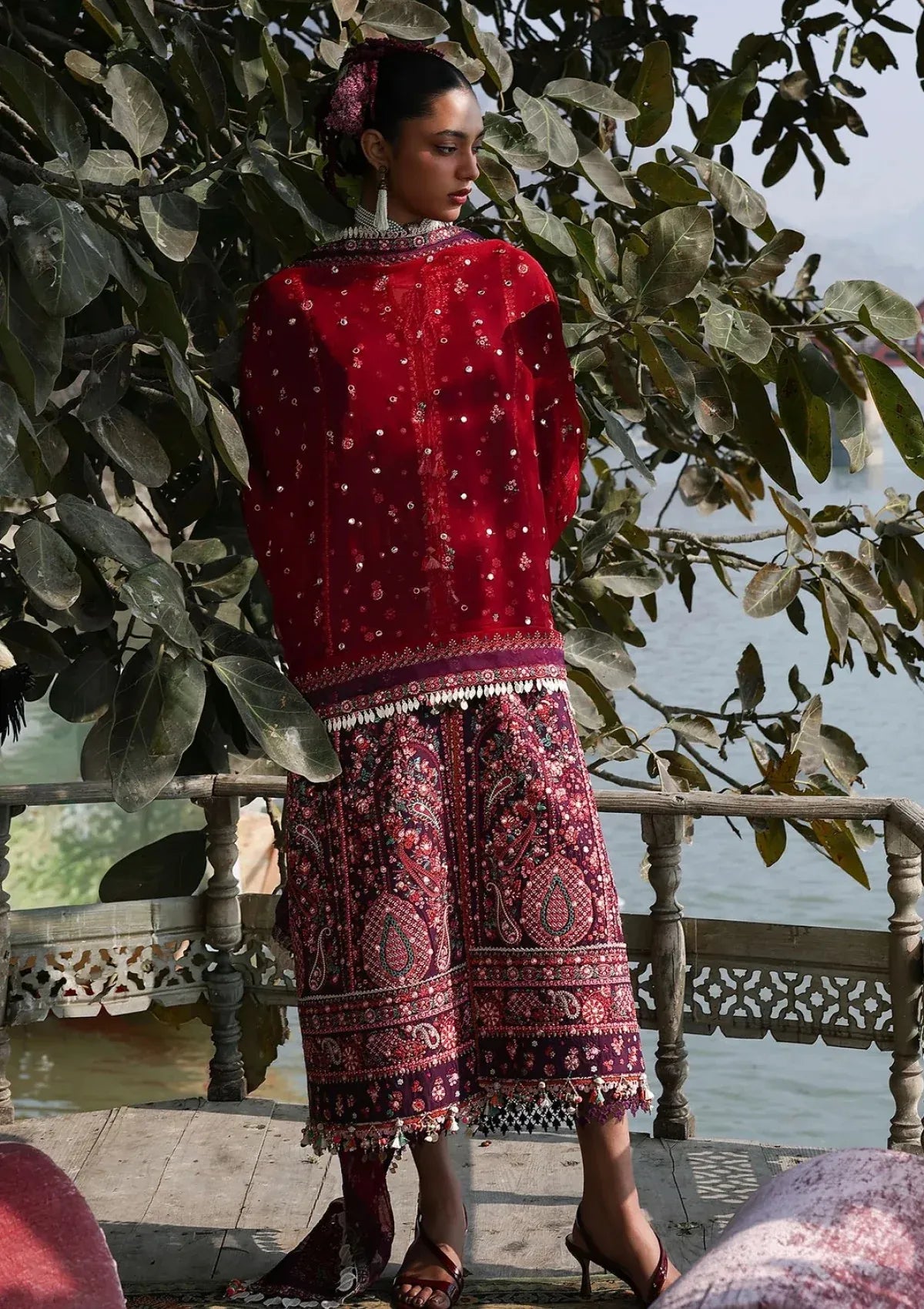 Dhanak Unstitched Embroidered 3PC Suit with Pashmina Shawl