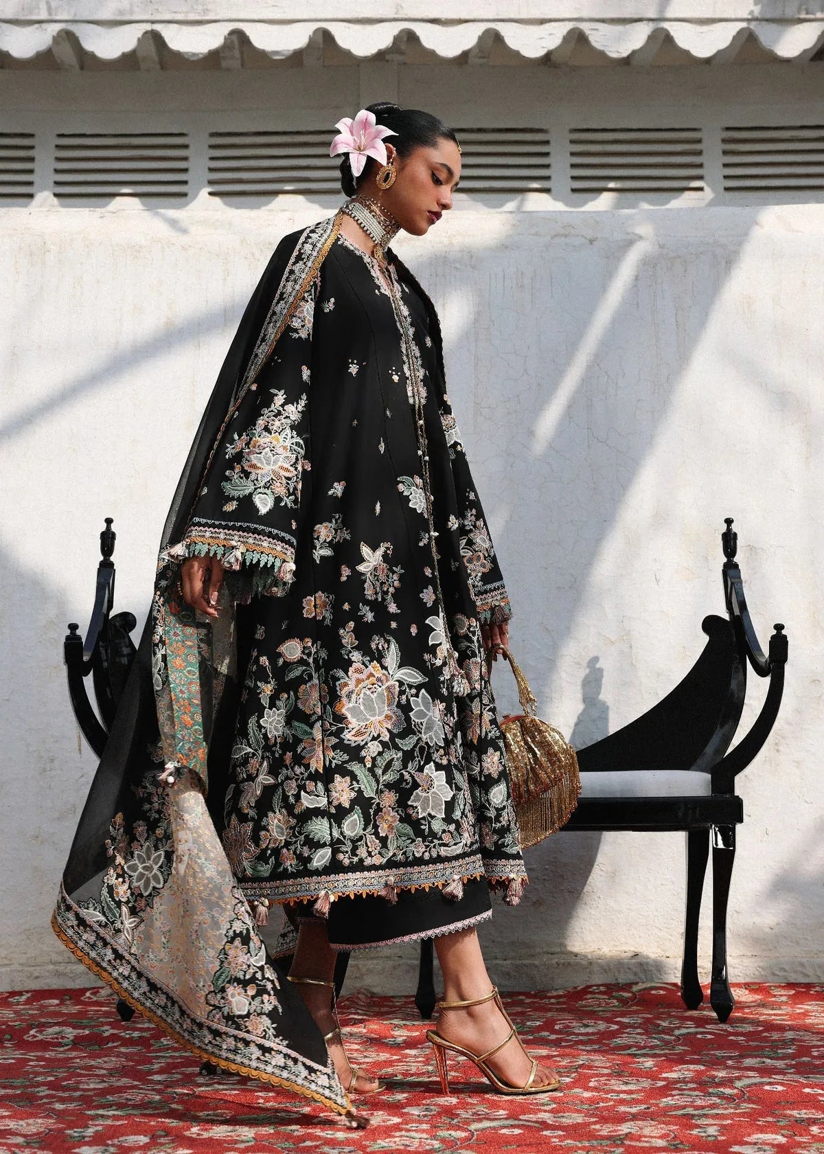 Dhanak Unstitched Embroidered 3PC Suit with Pashmina Shawl