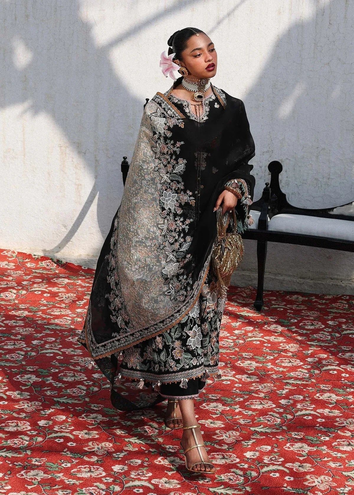 Dhanak Unstitched Embroidered 3PC Suit with Pashmina Shawl