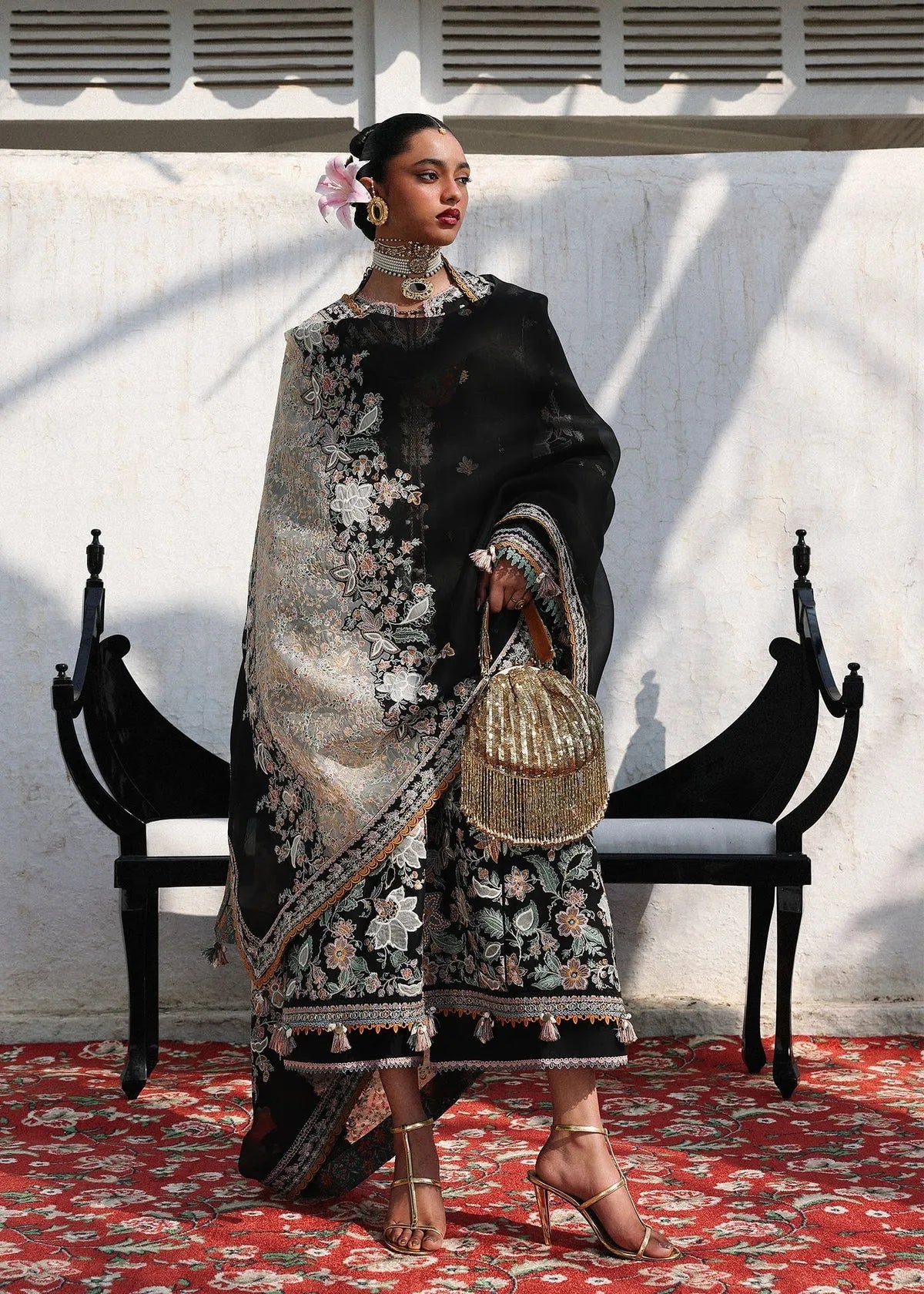 Dhanak Unstitched Embroidered 3PC Suit with Pashmina Shawl