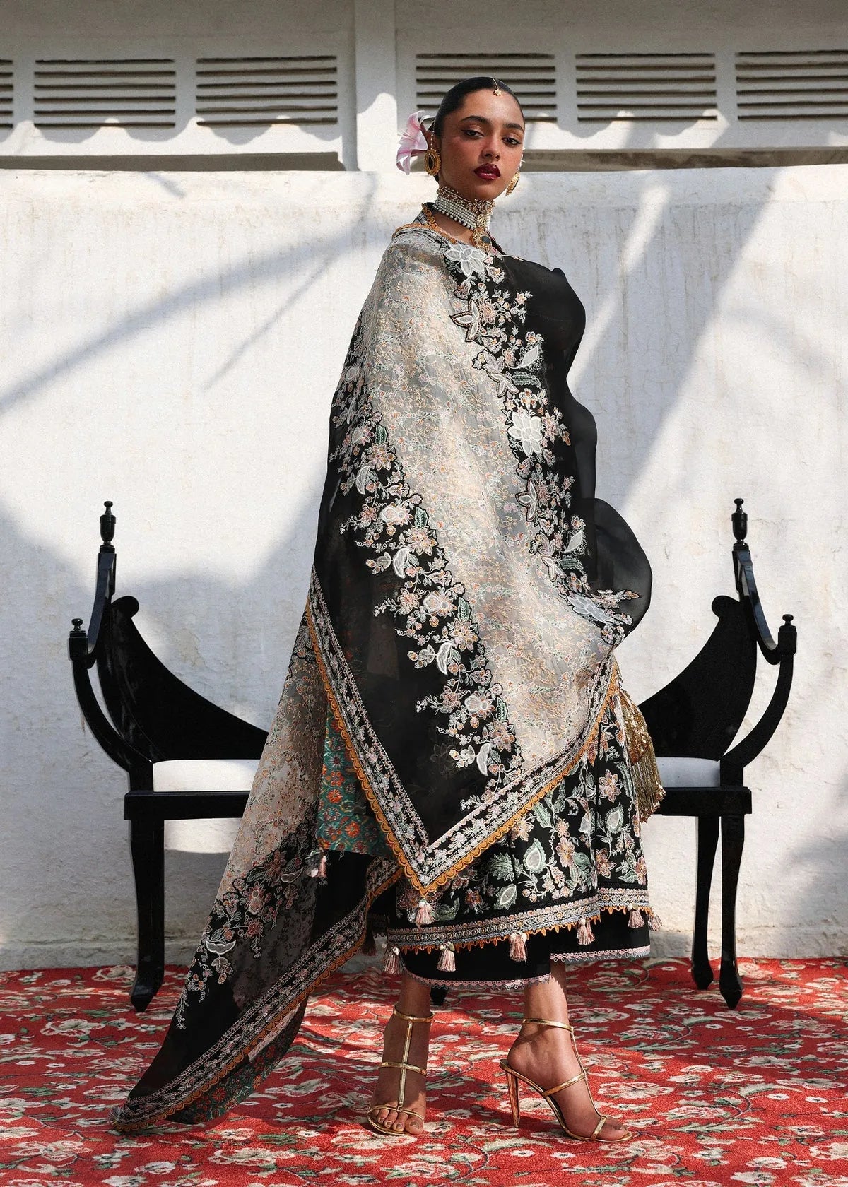 Dhanak Unstitched Embroidered 3PC Suit with Pashmina Shawl
