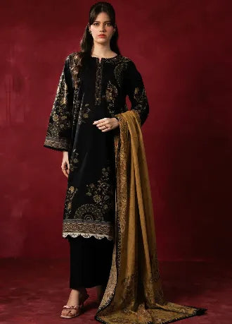 Dhanak Unstitched Embroidered 3PC Suit with Pashmina Shawl