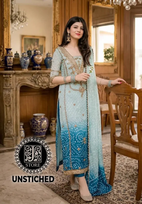 Lxm | Luxury Printed Lawn Embroidery With Chiffon Dupatta | 3pec Unstiched | D-70-16285
