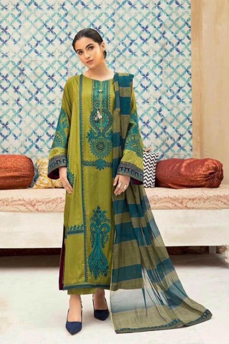 Maria B Heavy Embroidered Lawn 3 Piece Dress | AD-35