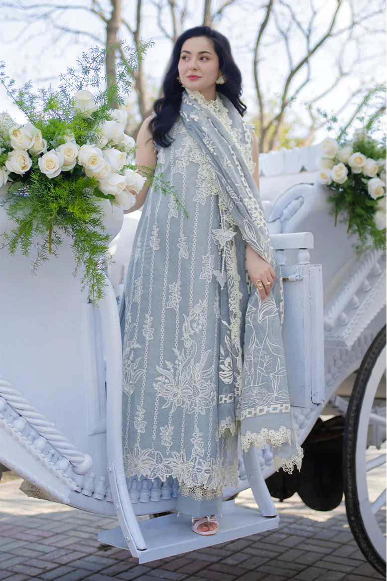 RANG NAZARA- 3PC LAWN EMBROIDERED SHIRT WITH MANAAR PRINTED DUPATTA AND TROUSER - SI-F-145