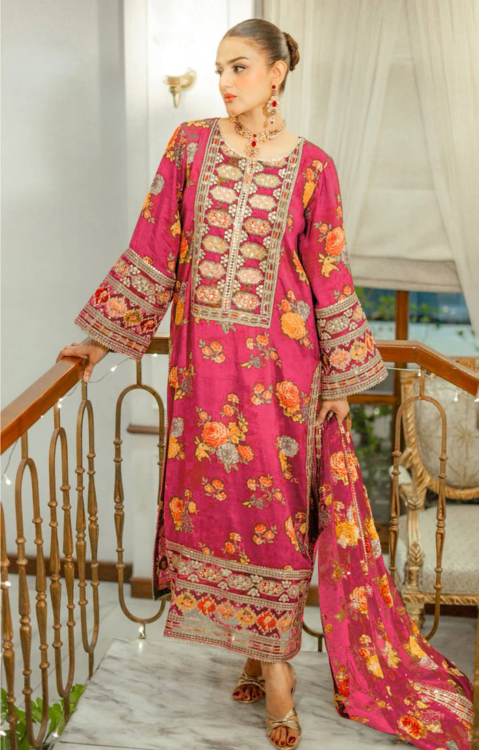 Digital Print Shamos Silk 3PC Suit