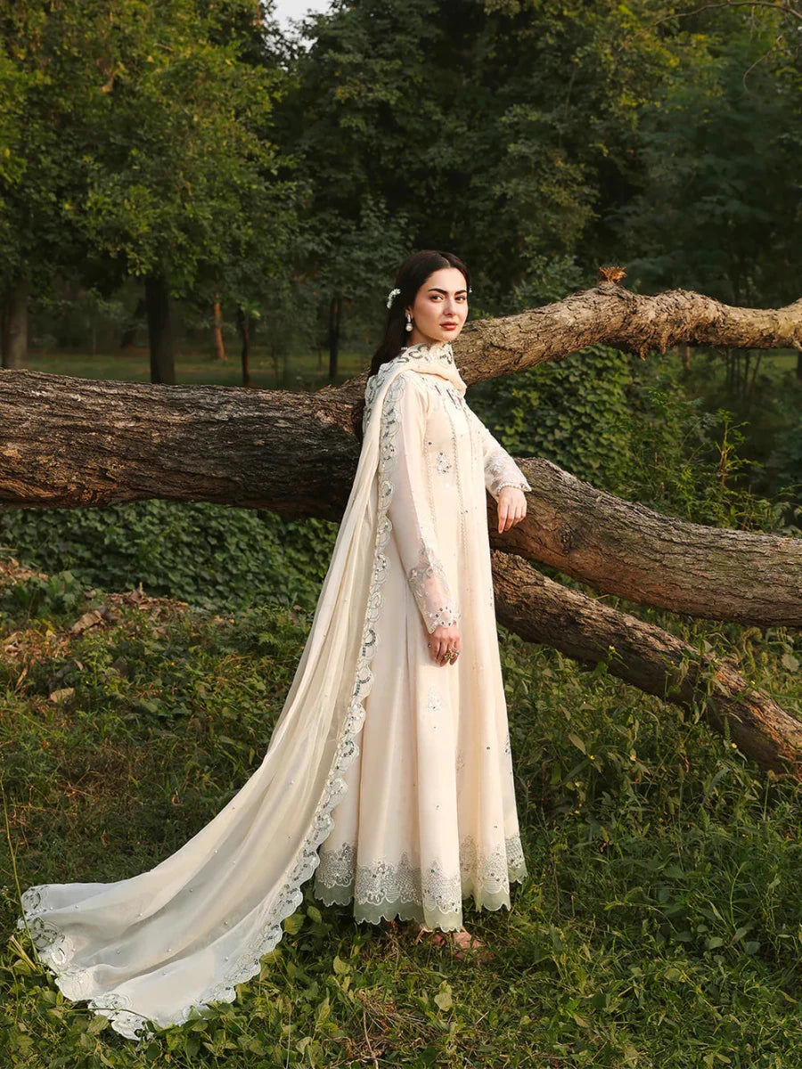 ALLYS - 3 Piece Unstitched Embroidered Luxury Lawn Suit :PEARL - Rang Nazara