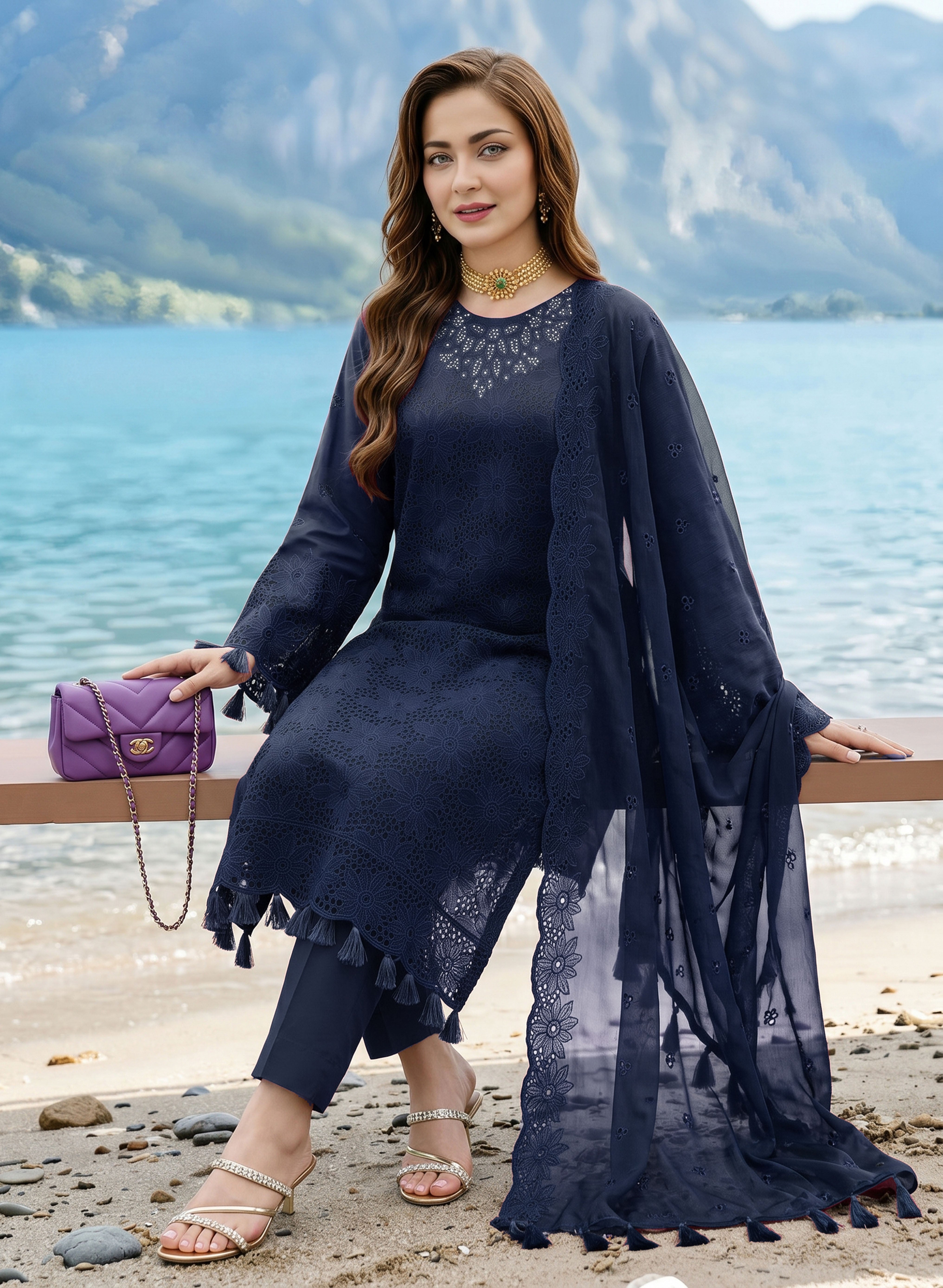 ZE-817 – Premium Embroidered Lawn 3PC Suit
