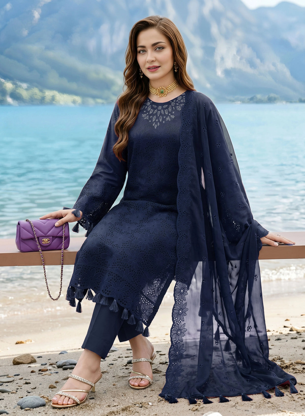 ZE-817 – Premium Embroidered Lawn 3PC Suit