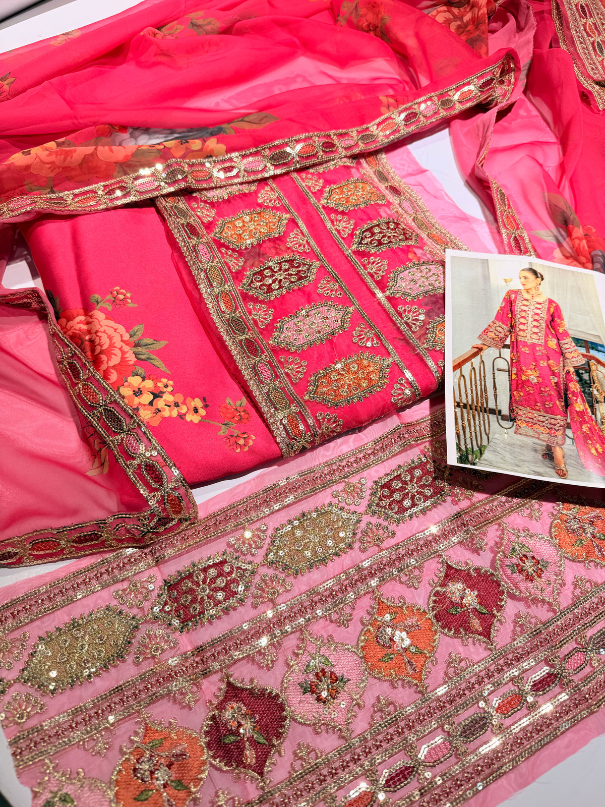 Digital Print Shamos Silk 3PC Suit