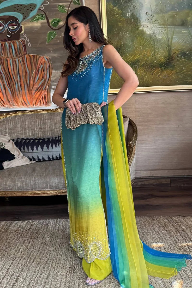 FARIDA HASAN - Luxury Lawn 3 Piece Unstitched - Neon Ombre  D-70-16281