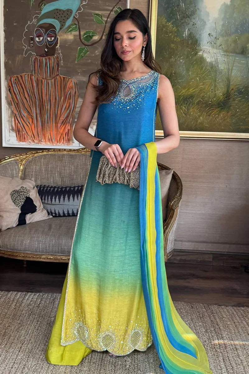 FARIDA HASAN - Luxury Lawn 3 Piece Unstitched - Neon Ombre  D-70-16281