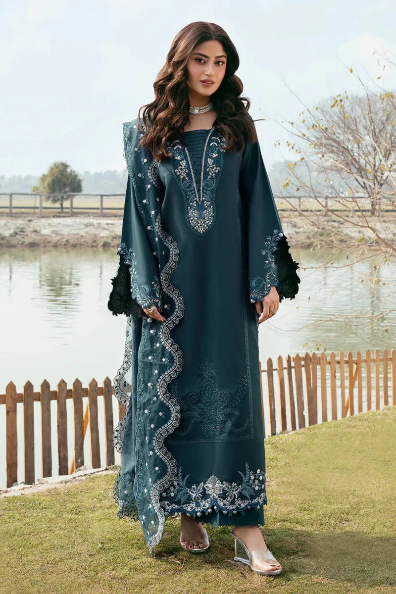 IZEL - 3PC LAWN EMBROIDERED SHIRT WITH KHADDI NET EMBROIDERED DUPATTA AND TROUSER - AD-89 - Rang Nazara