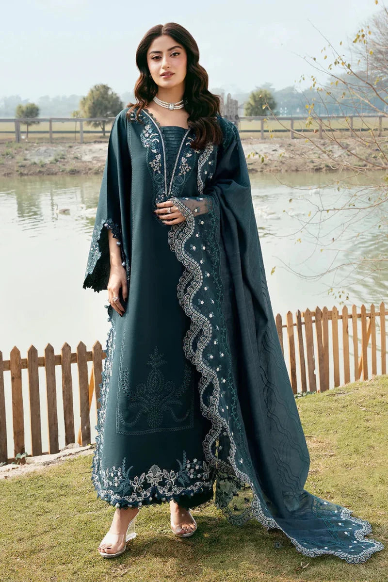 IZEL - 3PC LAWN EMBROIDERED SHIRT WITH KHADDI NET EMBROIDERED DUPATTA AND TROUSER - AD-89 - Rang Nazara