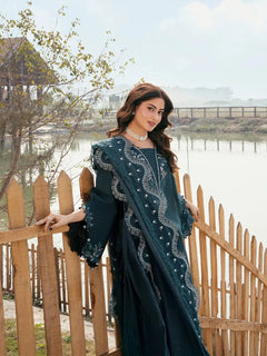IZEL - 3PC LAWN EMBROIDERED SHIRT WITH KHADDI NET EMBROIDERED DUPATTA AND TROUSER - AD-89 - Rang Nazara