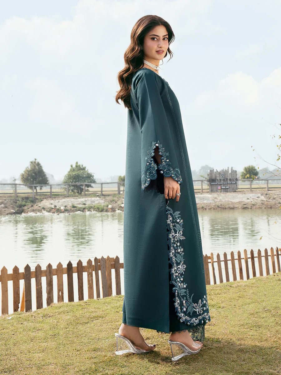 IZEL - 3PC LAWN EMBROIDERED SHIRT WITH KHADDI NET EMBROIDERED DUPATTA AND TROUSER - AD-89 - Rang Nazara