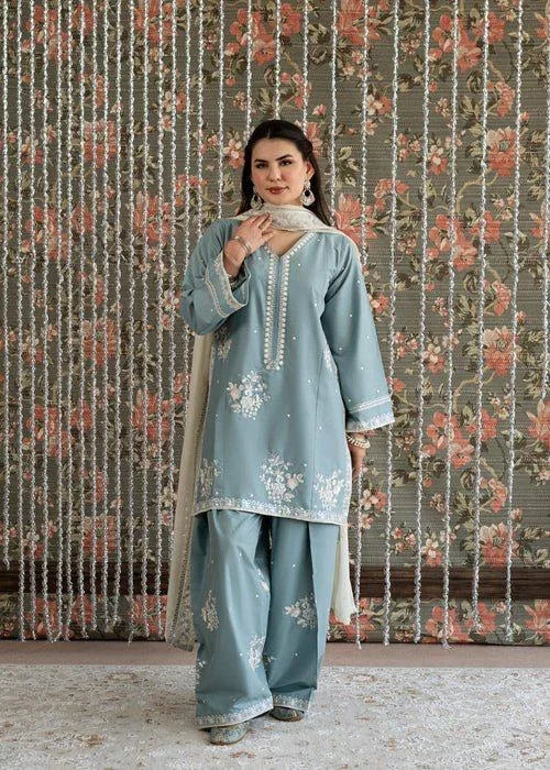 Lawn-3PC Embroidered Shirt With Khadi Net Embroidered Dupatta AD-77