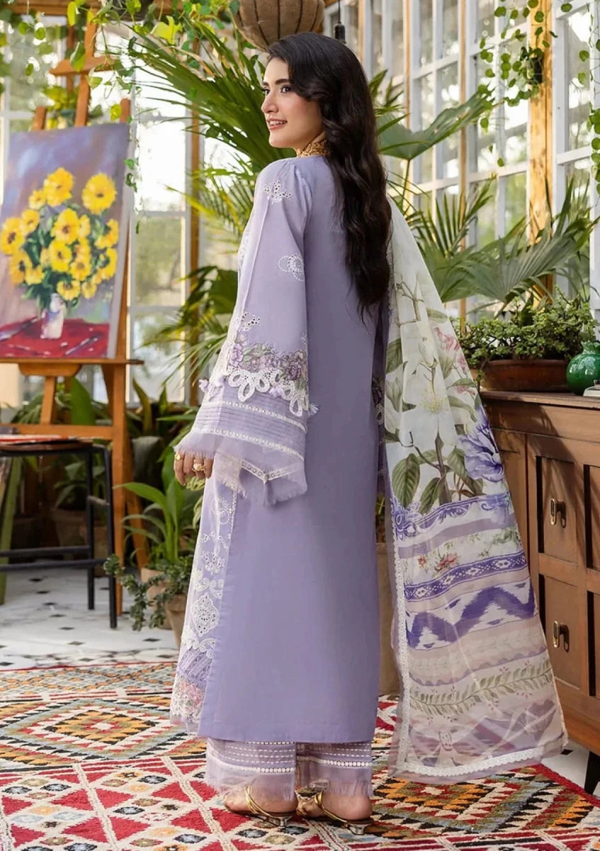 Lawn - Elaf Premium - E.Craft - Chikankari - EEC-5A LAVENDER LOVE My-1101 - Rang Nazara
