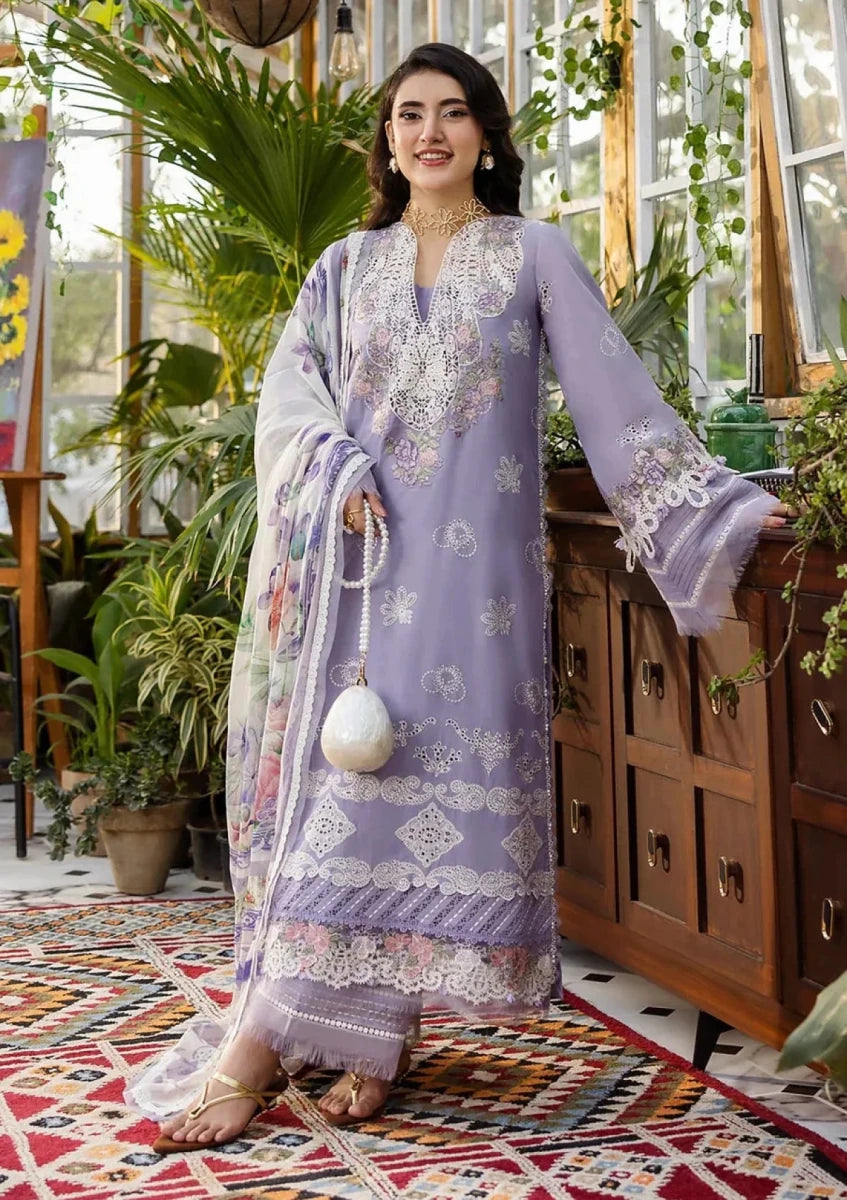 Lawn - Elaf Premium - E.Craft - Chikankari - EEC-5A LAVENDER LOVE My-1101 - Rang Nazara