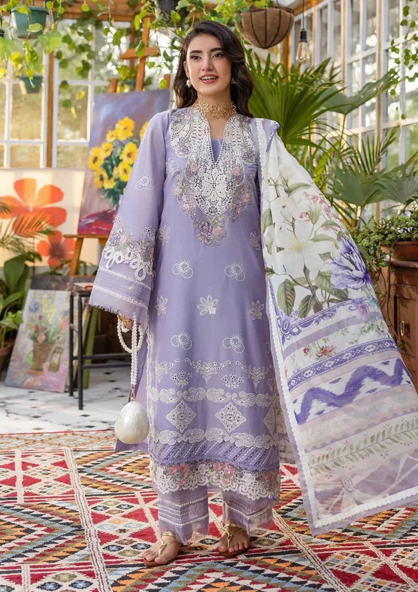 Lawn - Elaf Premium - E.Craft - Chikankari - EEC-5A LAVENDER LOVE My-1101 - Rang Nazara