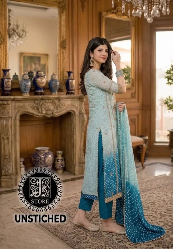 Lxm | Luxury Printed Lawn Embroidery With Chiffon Dupatta | 3pec Unstiched | D-70-16285 - Rang Nazara